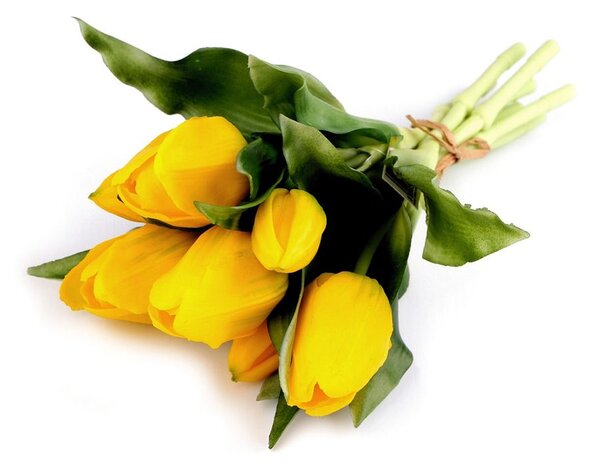 Umělá kytice tulipán - 3 žlutá