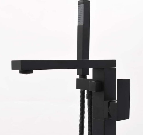 Volně stojící vanová baterie černá nerezová ocel 90 cm 145096