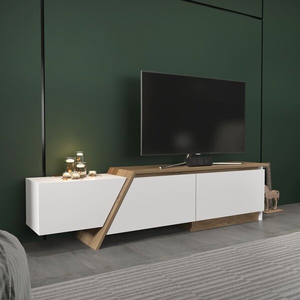 TV stolek/skříňka Zondas (bílá + ořech). Akce -15%