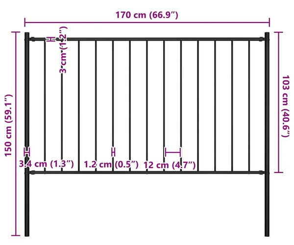 Plotový panel Woerden se sloupky ocelový 1,7x1 m černý 145210