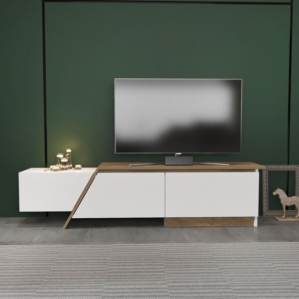 TV stolek/skříňka Zondas (bílá + ořech). Akce -15%