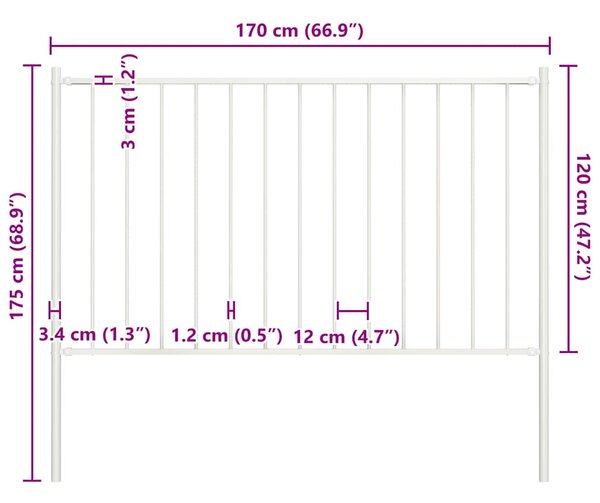 Plotový panel Woerden se sloupky ocelový 1,7x1,25 m bílý 145217
