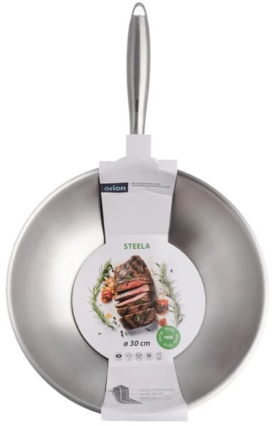 Steela Pánev wok Ø 30 cm, nerezová ORION 113234
