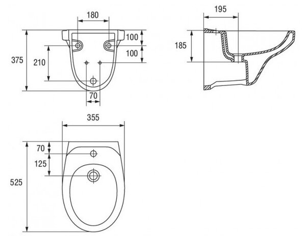 Cersanit DELFI - závěsný bidet, bílá, K11-0018