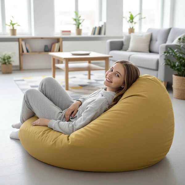 Sedací pytel Primabag Mega Sako plyš žlutá