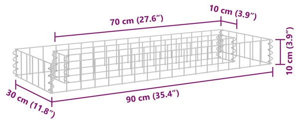 Gabionový vyvýšený záhon pozinkovaná ocel 90 x 30 x 10 cm 145628