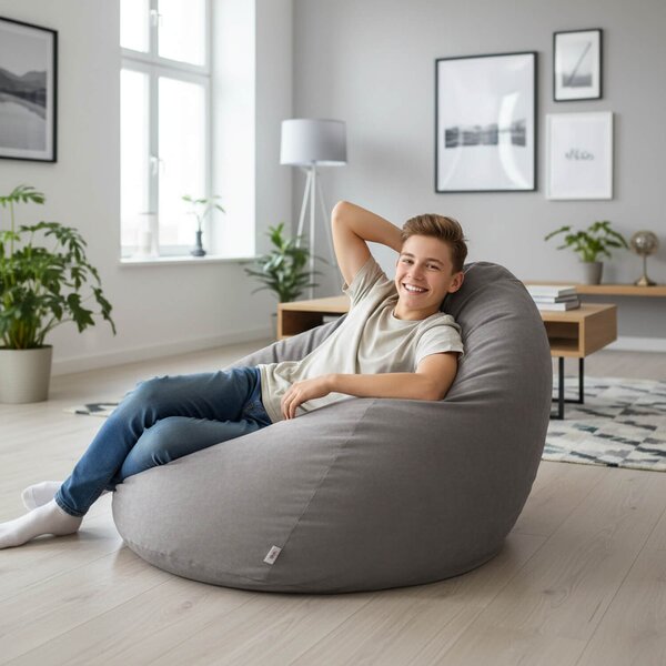 Sedací pytel Primabag Mega Sako plyš šedá