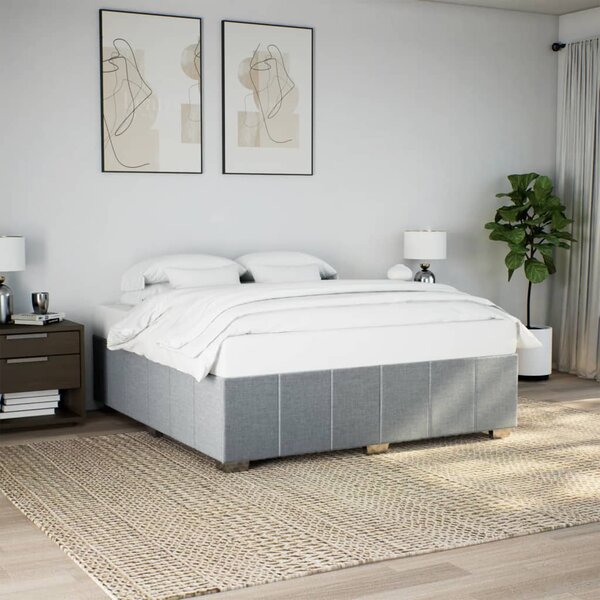 Rám postele bez matrace světle šedý 200 x 200 cm textil 3284860