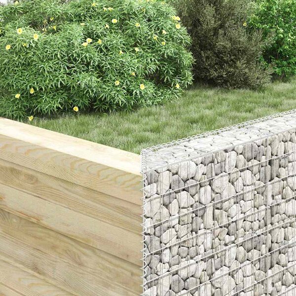 Gabionový vyvýšený záhon trapéz pozinkovaná ocel 150x20x100 cm 145654