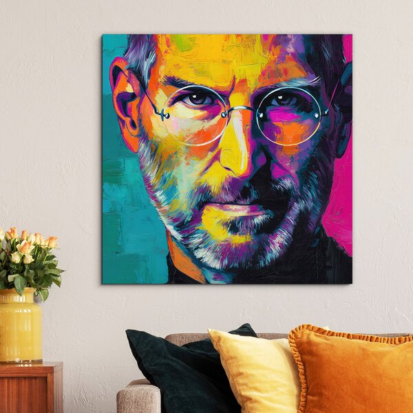 DUBLEZ | Barevný pop-art portrét na zeď - Steve Jobs | UV tisk, Premium