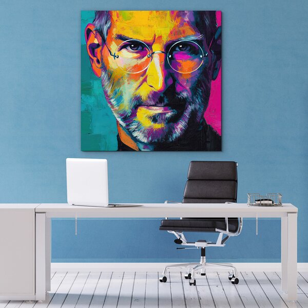 DUBLEZ | Barevný pop-art portrét na zeď - Steve Jobs | UV tisk, Premium