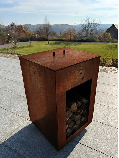 Pyresto Zahradní ohniště vysoké 60 x 60 x 90 cm, corten CORGARDEN 1084