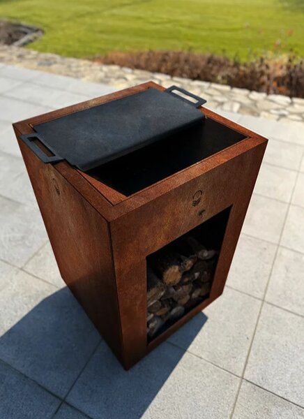 Pyresto Zahradní ohniště vysoké 60 x 60 x 90 cm, corten CORGARDEN 1084