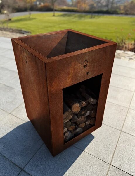 Pyresto Zahradní ohniště vysoké 60 x 60 x 90 cm, corten CORGARDEN 1084