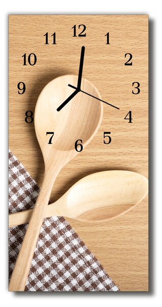 Nástěnné hodiny vertikální  Kuchyňská lžíce béžová 30x60 cm