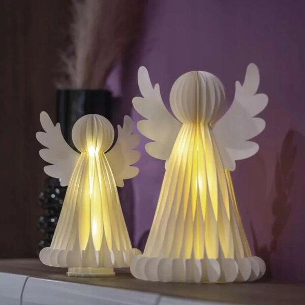 Dekorace - papíroví andělé 2x 10 LED, 2 ks, 2838 cm, teplá bílá, IP20