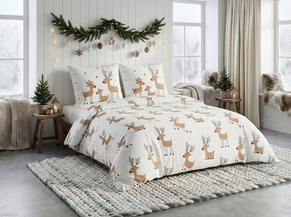 Povlečení z Renforcé bavlny TIMBA DEER bílé Rozměr povlečení: 80 x 80 cm | 135 x 200 cm