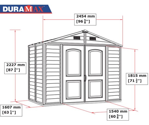 Zahradní domek Duramax STOREALL 3,9 m² + podlahová konstrukce (model 30115 8x6´)