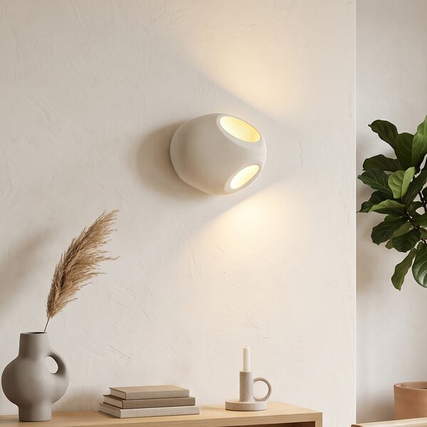 Japandi nástěnná lampa krémová kulatá 28 cm - Pietra