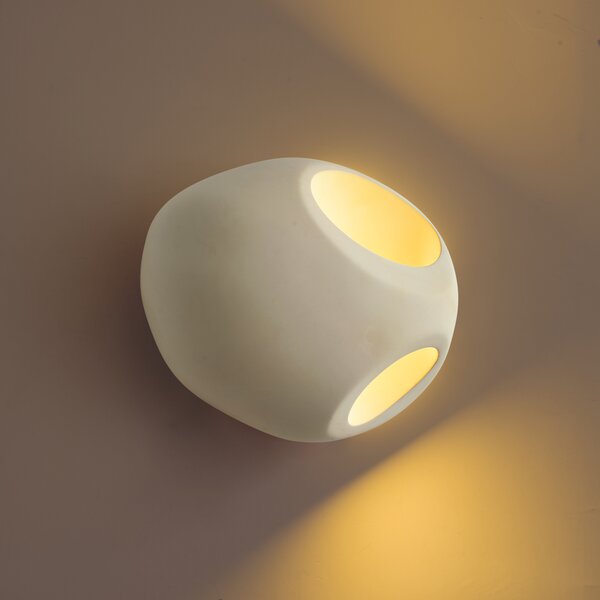 Japandi nástěnná lampa krémová kulatá 28 cm - Pietra