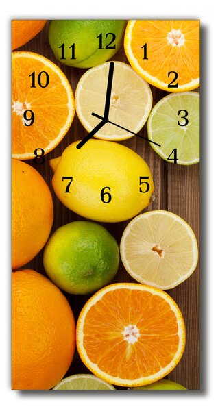 Nástěnné hodiny vertikální  Oranžová ovocná kuchyně 30x60 cm