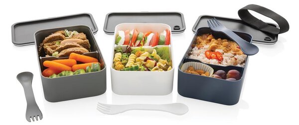 Svačinový box s příborem,1,2l, XD, bílý