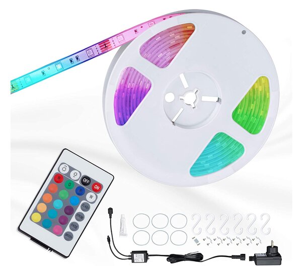 LED pásek bílý 5m se 150 RGB LED diodami / 0,16W + dálkový ovladač