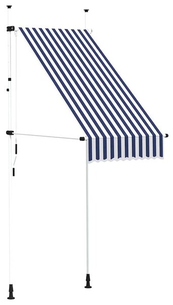 Ručně zatahovací markýza 100 cm modro-bílé pruhy 145829