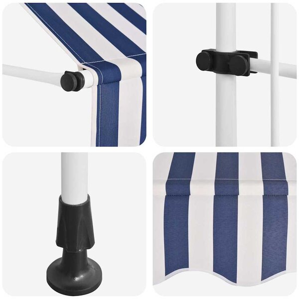 Ručně zatahovací markýza 100 cm modro-bílé pruhy 145829