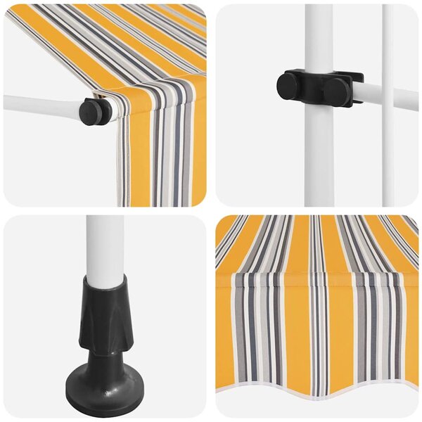 Ručně zatahovací markýza 100 cm žluto-modré pruhy 145830