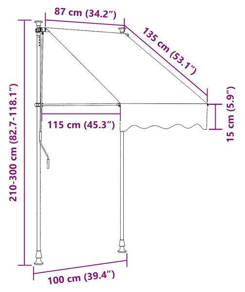Ručně zatahovací markýza 100 cm krémová 145833