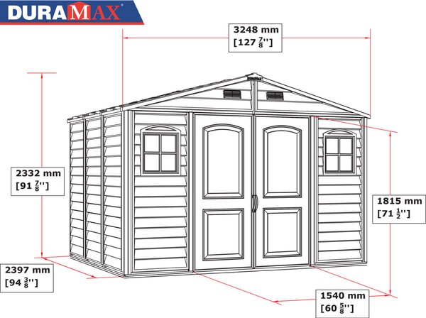 Woodside Zahradní domek 8 m² + podlahová konstrukce, vinylový, béžový DURAMAX 30214