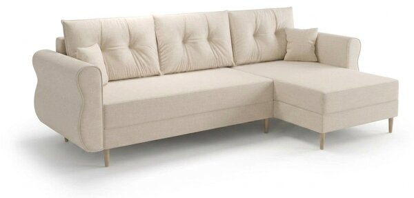 Rozkládací oboustranná sedací souprava do L SILVIANO 230x140 cm, krémová