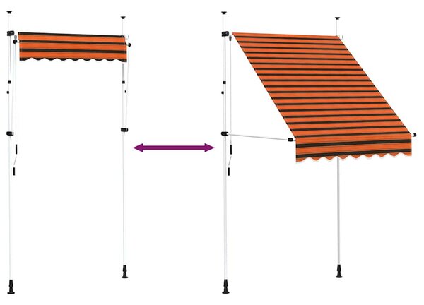 Ručně zatahovací markýza 150 cm oranžovo-hnědá 145835