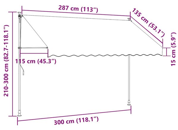 Ručně zatahovací markýza 300 cm oranžovo-hnědá 145838