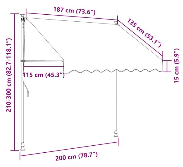 Ručně zatahovací markýza 200 cm oranžovo-hnědá 145836