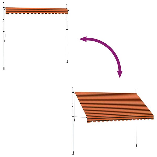 Ručně zatahovací markýza 350 cm oranžovo-hnědá 145839