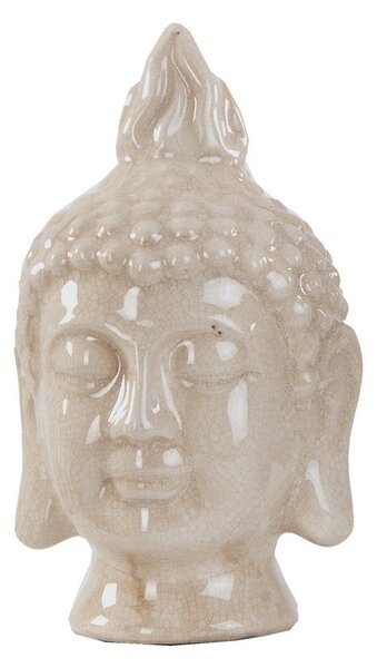 Designová etno dekorace Buddha ve tvaru busty v béžových odstínech s vintage efektem popraskané glazury 20 cm