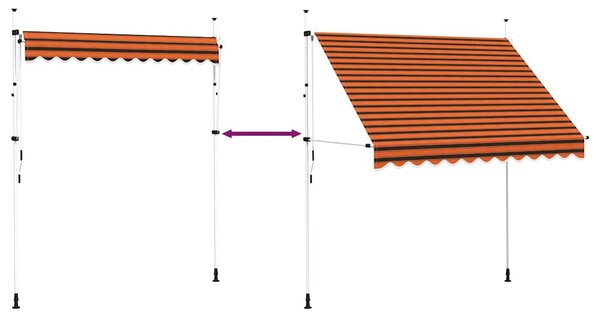 Ručně zatahovací markýza 250 cm oranžovo-hnědá 145837