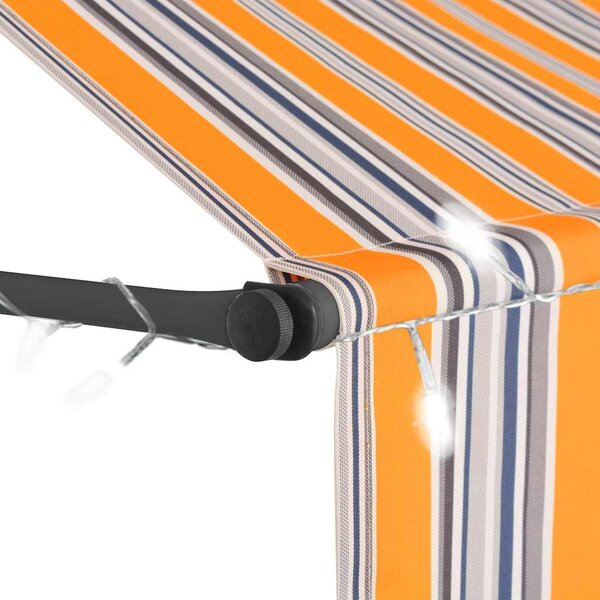 Ručně zatahovací markýza s LED světlem 150 cm žlutomodrá 145849