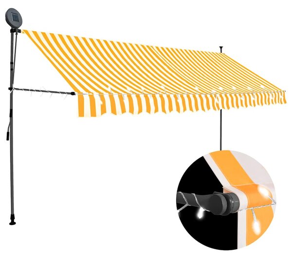 Ručně zatahovací markýza s LED světlem 400 cm bílooranžová 145861