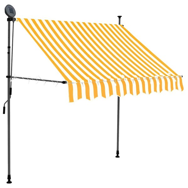 Ručně zatahovací markýza s LED světlem 150 cm bílooranžová 145856