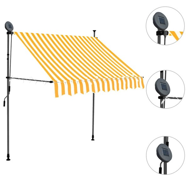 Ručně zatahovací markýza s LED světlem 150 cm bílooranžová 145856
