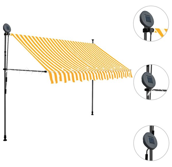 Ručně zatahovací markýza s LED světlem 300 cm bílooranžová 145859