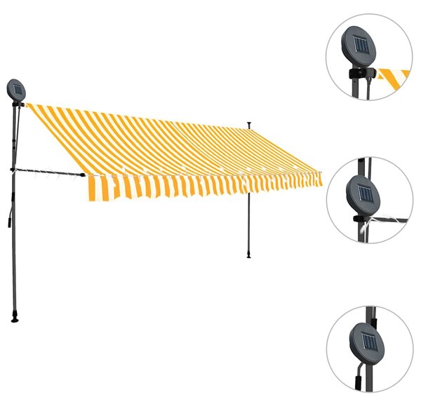 Ručně zatahovací markýza s LED světlem 400 cm bílooranžová 145861