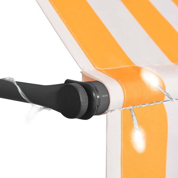 Ručně zatahovací markýza s LED světlem 150 cm bílooranžová 145856