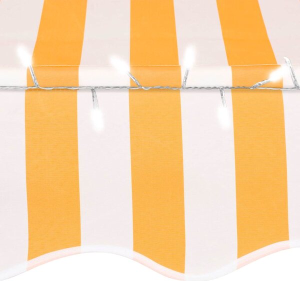 Ručně zatahovací markýza s LED světlem 150 cm bílooranžová 145856