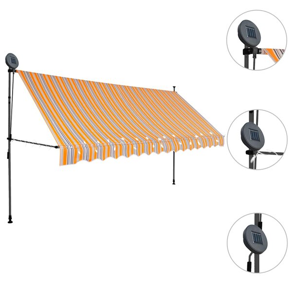 Ručně zatahovací markýza s LED světlem 350 cm žlutomodrá 145853