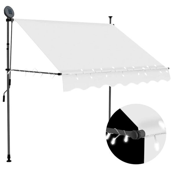 Ručně zatahovací markýza s LED světlem 150 cm krémová 145870