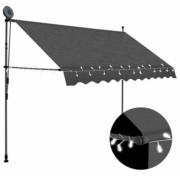 Ručně zatahovací markýza s LED světlem 250 cm antracitová 145865